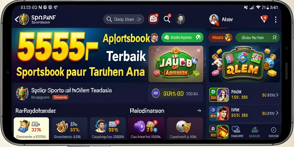 Screenshot utama 555F menampilkan antarmuka pengguna yang dinamis.