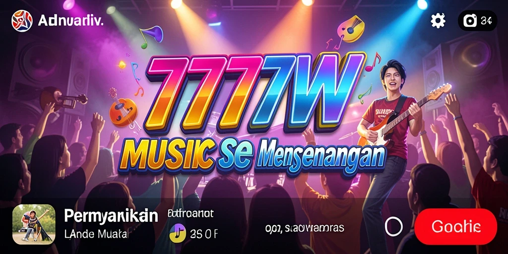 Screenshot gameplay 7777W yang menampilkan tantangan musik menarik.