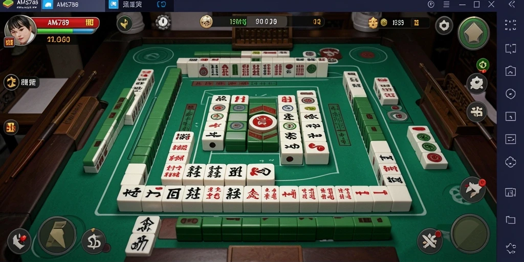 Tangkapan layar gameplay AMS789 yang menampilkan aksi Mahjong yang seru.
