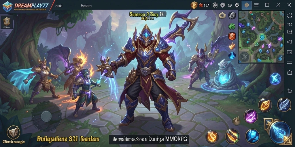 Tangkapan layar gameplay <strong>DREAMPLAY77</strong> menampilkan aksi seru dalam pertempuran MMORPG.