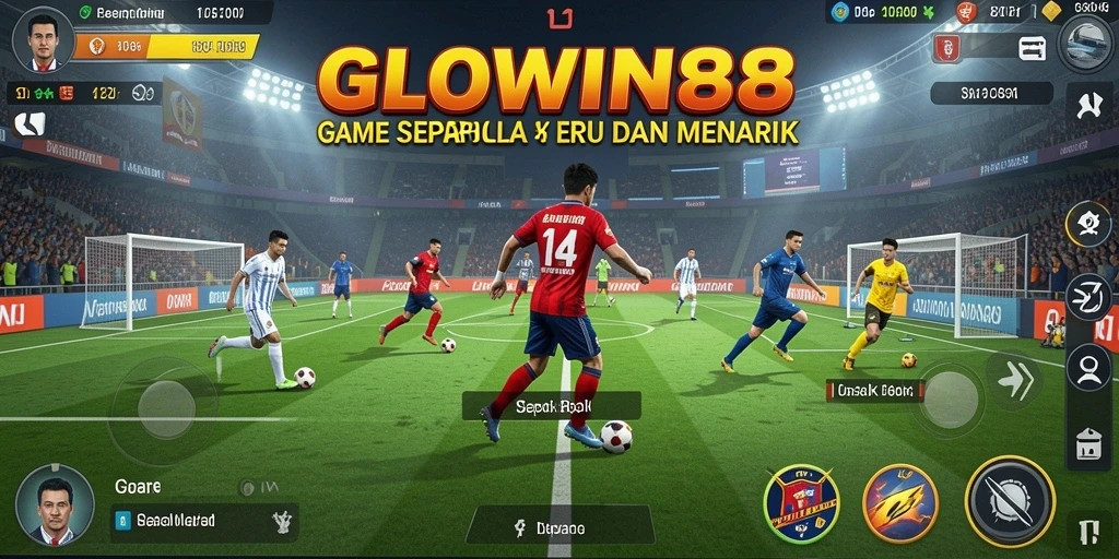 Tangkapan layar gameplay GLOWIN88 yang menunjukkan aksi seru di lapangan sepak bola.