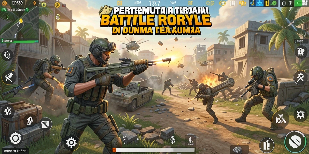 Tampilan screenshot IDR89 menampilkan pertempuran intens di arena Battle Royale.