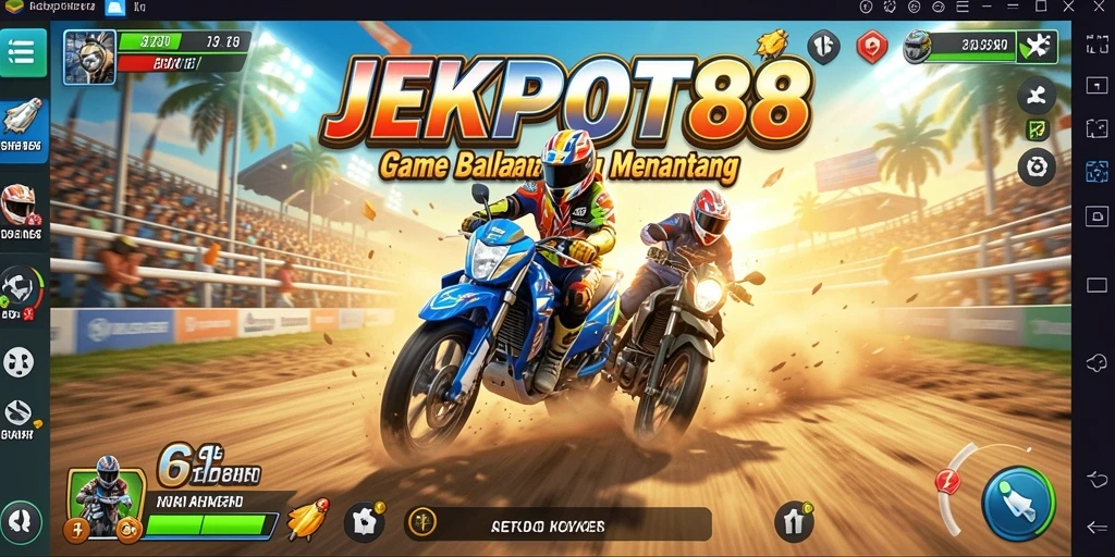 Tangkapan layar dari gameplay seru JEKPOT88 yang menunjukkan mobil balap melaju kencang.