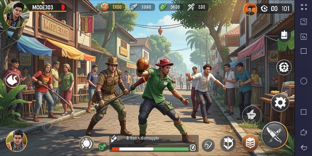 Screenshot gameplay menunjukkan interaksi karakter di dunia virtual.