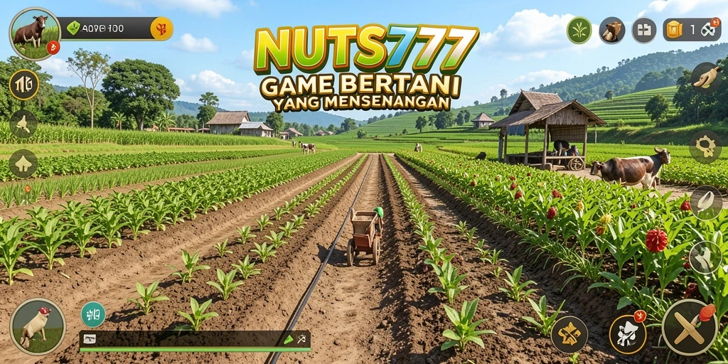 Gameplay seru NUTS777 yang menampilkan aktivitas bertani.