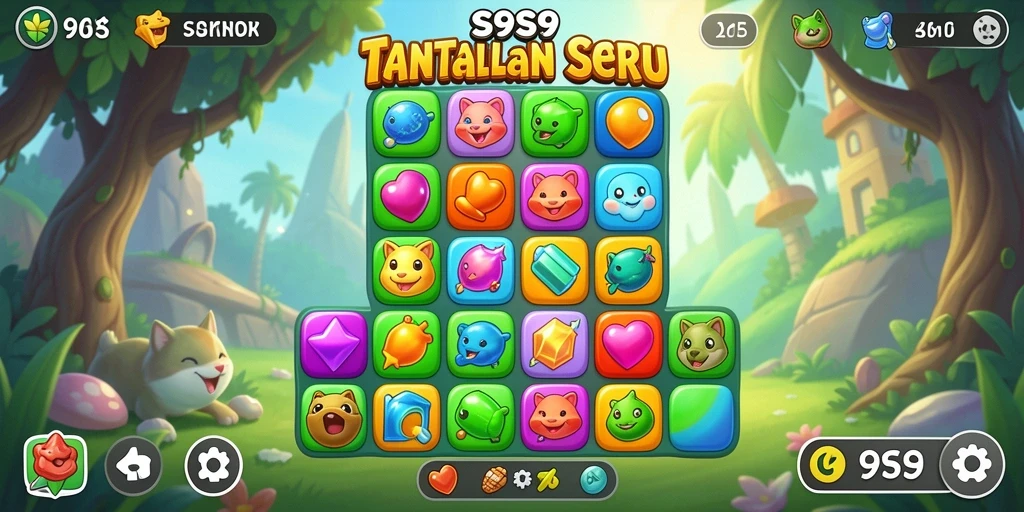 Tampilan gameplay seru S9S9 dalam tantangan Match-3.